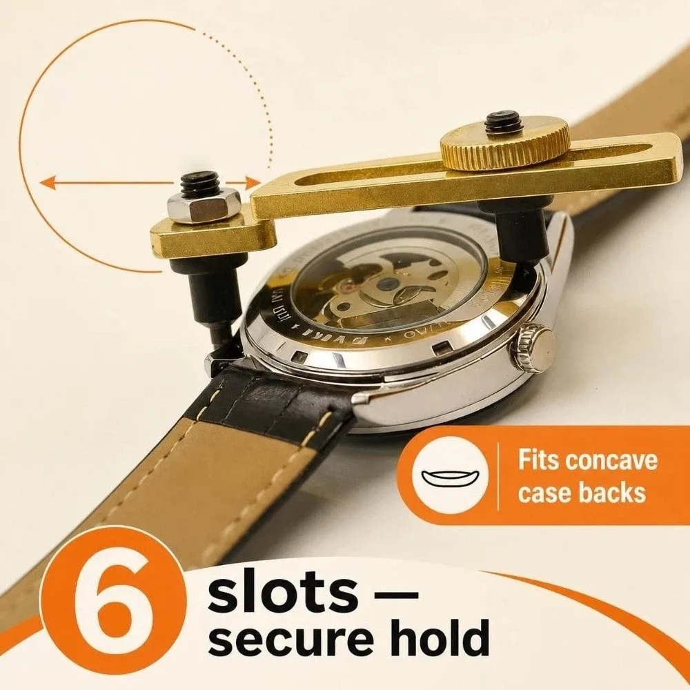 New Two‑Prong Watch Back Opener Golden Metal Watch Case Remover Durable Adjustable Watch Case Opener Watch Repair