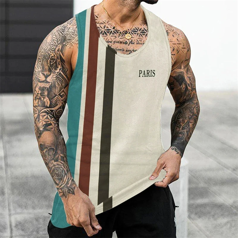Man Tank Tops 3D Design Printing Vest Summer Fashion And Leisure O Neck Male Clothing Bodybuilding Singlets Fitness Vest 2024