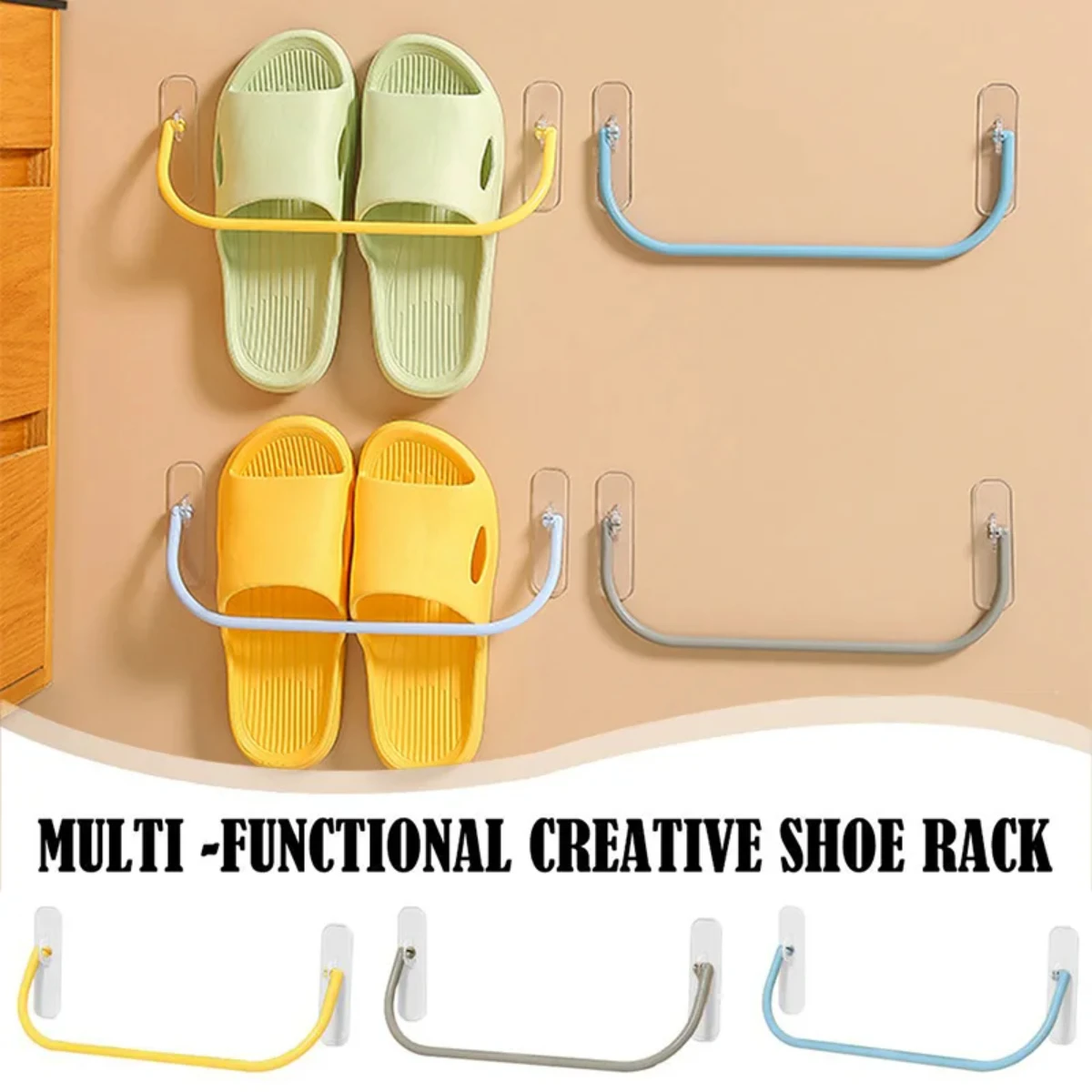 Plastic Shoes  Racks  Punching Wall-mounted Slippers Drain Rack Shelf Sneakers Organizer Bedroom Bathroom Accessories