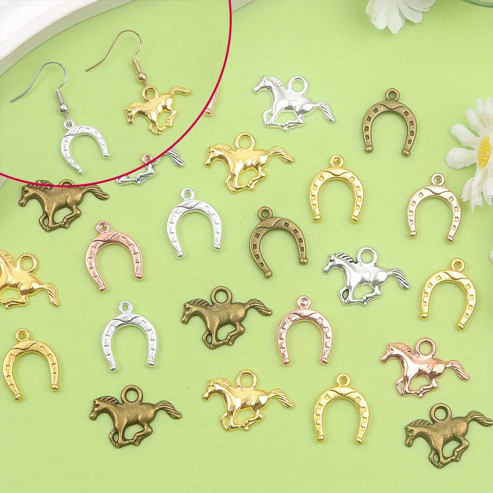 6/14/30 Uds. Colgantes múltiples en forma de herradura y caballo, adecuados para pulseras DIY, pendientes, colgantes, accesorios para hacer regalos