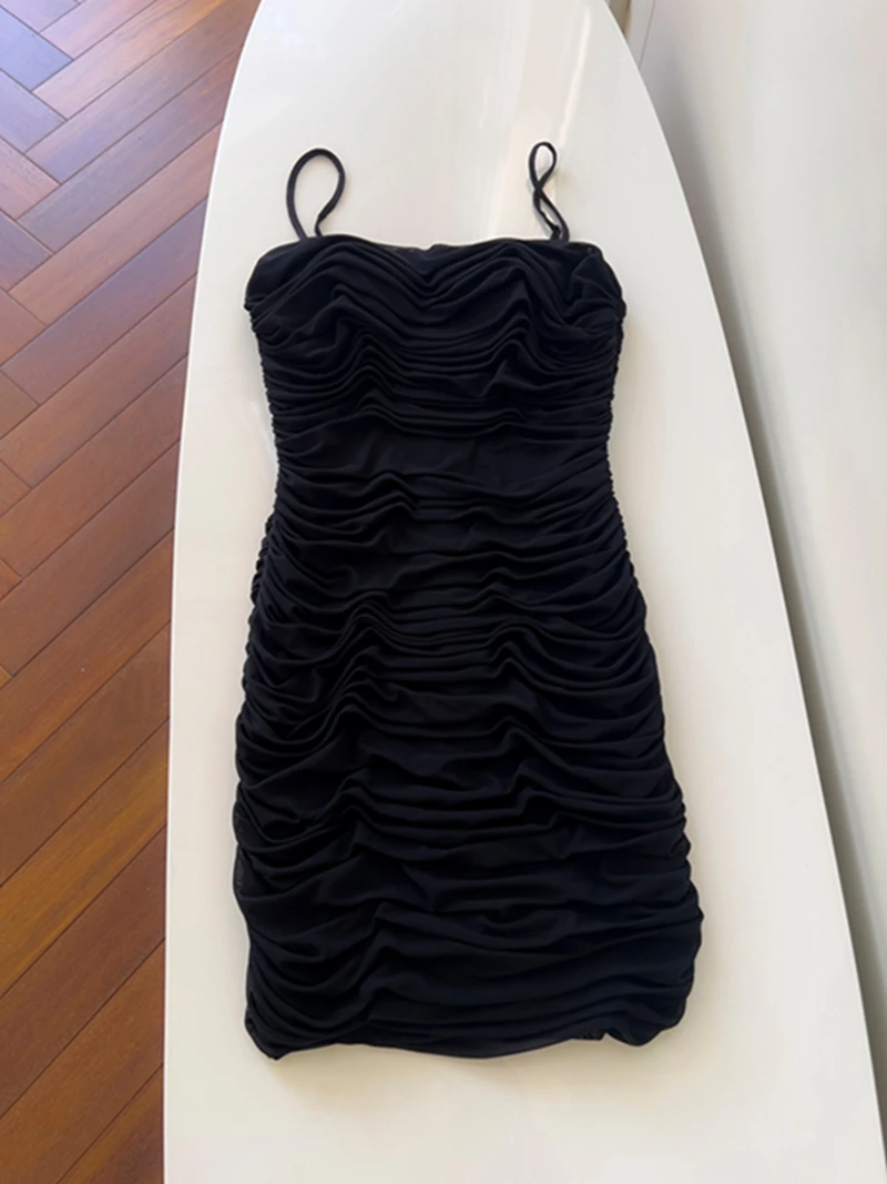 

Сексуальная короткая юбка-труба с плиссировкой и топом без бретелек для дня рождения, модная, с высокой талией, на молнии, без рукавов