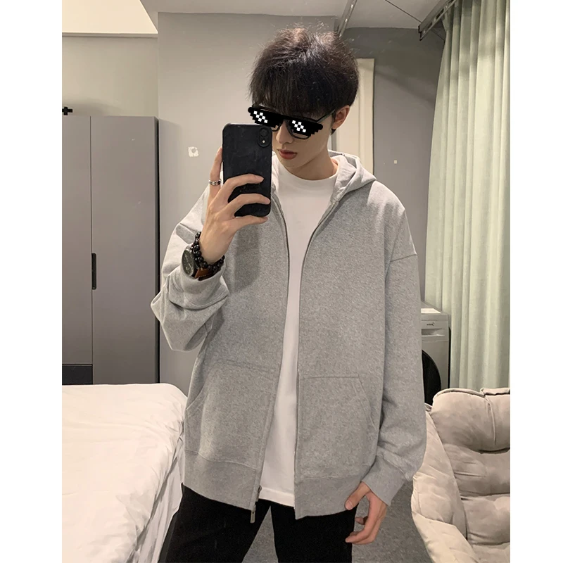 

Мужская толстовка-кардиган Light ey на молнии с капюшоном, весна-осень, плотная, износостойкая, оверсайз, в американском ретро-стиле