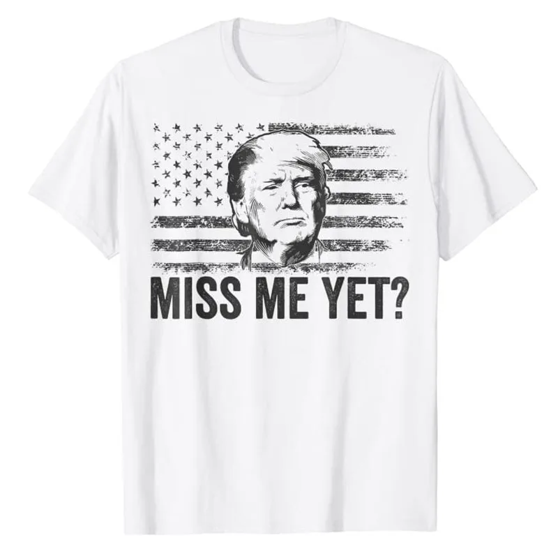 

Trump Miss Me Yet Trump-2024 America Flag I'll Be Back 4th July T-Shirt Patriotic Tee Tops Trump-Supporter Short Sleeve Blouses