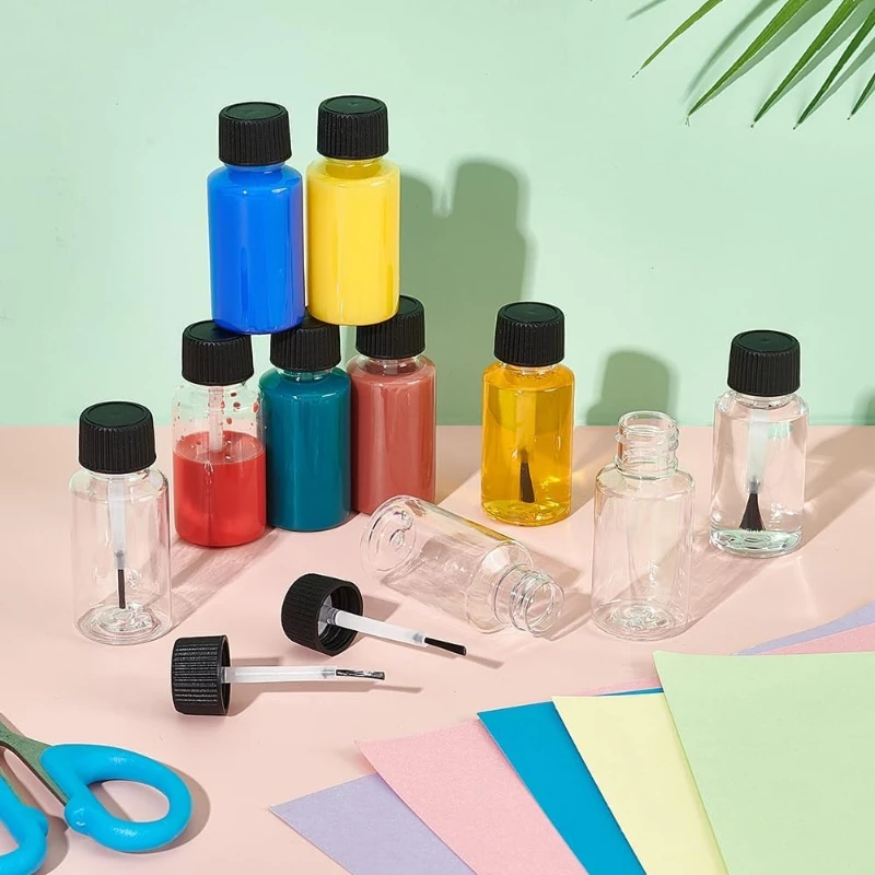 

20pcs Nail Polish Bottle with Brush, Empty Refillable Cosmetic Sample Bottle, Clear Plastic Bottle 5ml 10ml 15ml 20ml