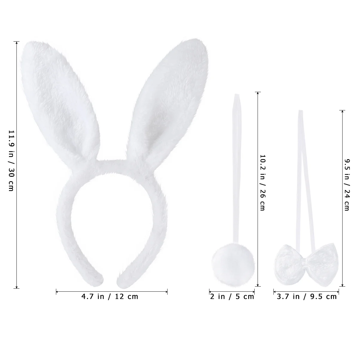 TINKSKY 3Pcs Kids Adult Rabbit Bunny Ears Headband Bow Ties Tail Set Party Cosplay Costume (White) bunny cosplay set