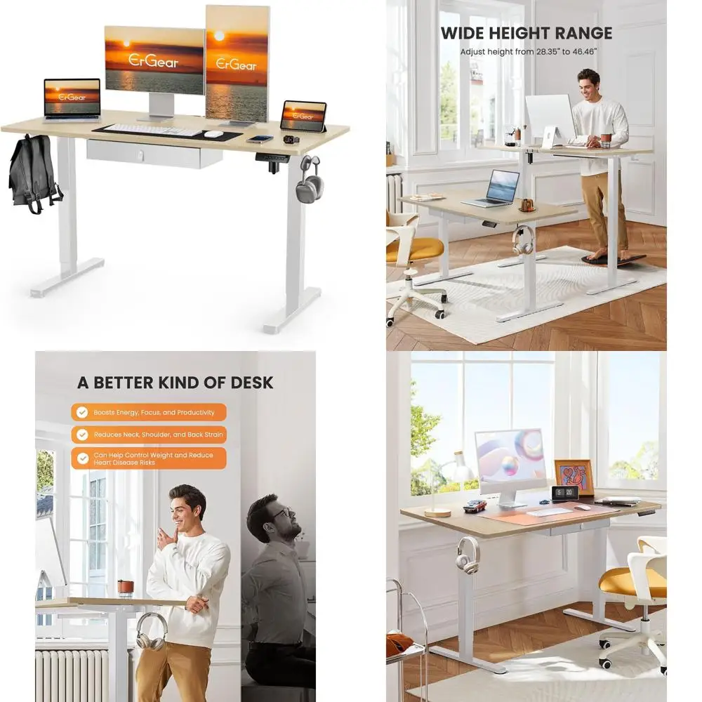 

Electric Standing Desk 48 x 24 with Drawer, Ergonomic Adjustable Desk for Computer Work with Storage