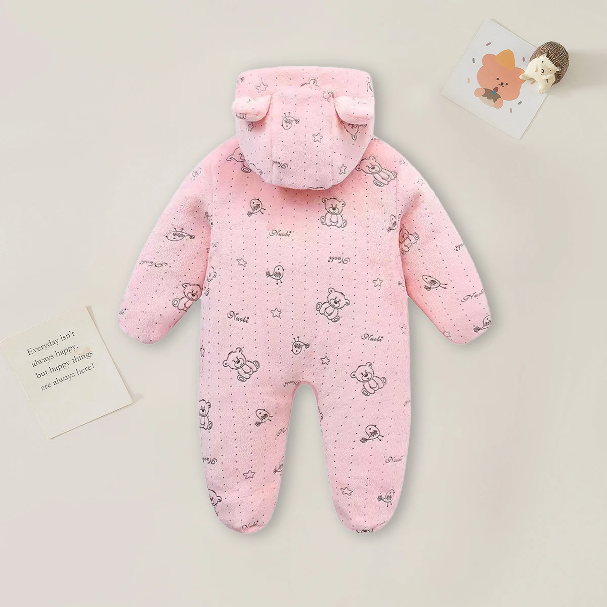 AYNIGIELL 0-9M Cartoon Newborn Bodysuit Warm RompersSoft Newborn Baby Clothes Flannel Autumn Winter Baby Boys Girls Jumpsuit