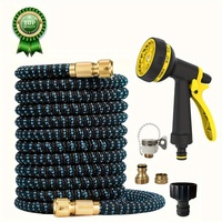 Lightweight Expandable Rubber Garden Hose Retractable No-Kink Leak-Proof with Durable Connectors for Outdoor Irrigation Yard