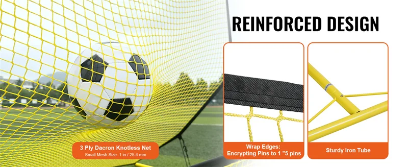 Allenatore di calcio 2 in 1 Rebounder Net Attrezzatura per esercitazioni in ferro Parete da calcio sportiva per allenamento solista di squadra