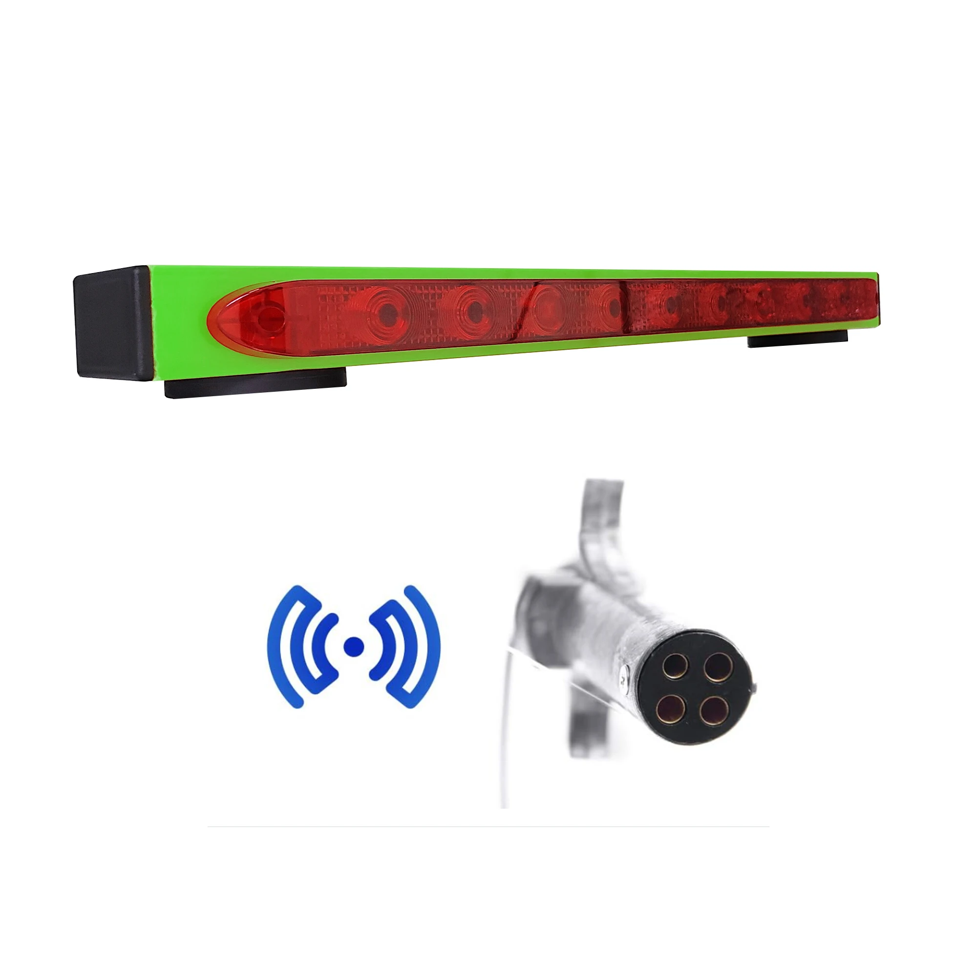 Strong Magnetic Replaceable Battery Lime Green Carbon Textured Wireless Light Emitting Diode Light Bar 4 Pins Round Transmitter