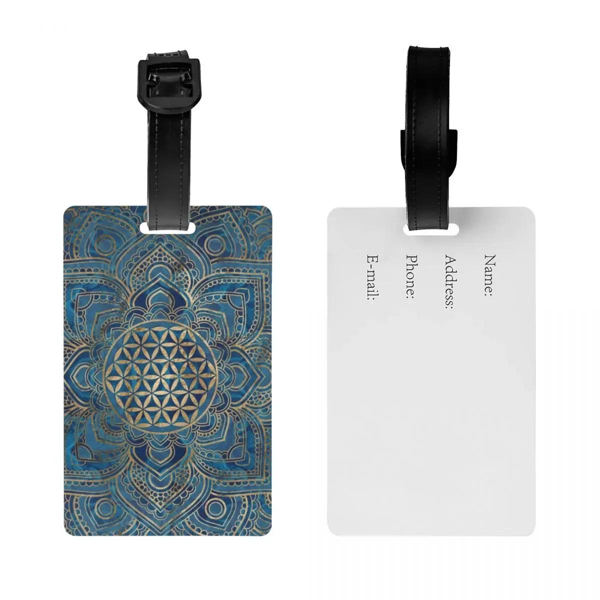 Flower Of Life In Lotus Mandala Luggage Tag Custom Baggage Tags Privacy Cover ID Label