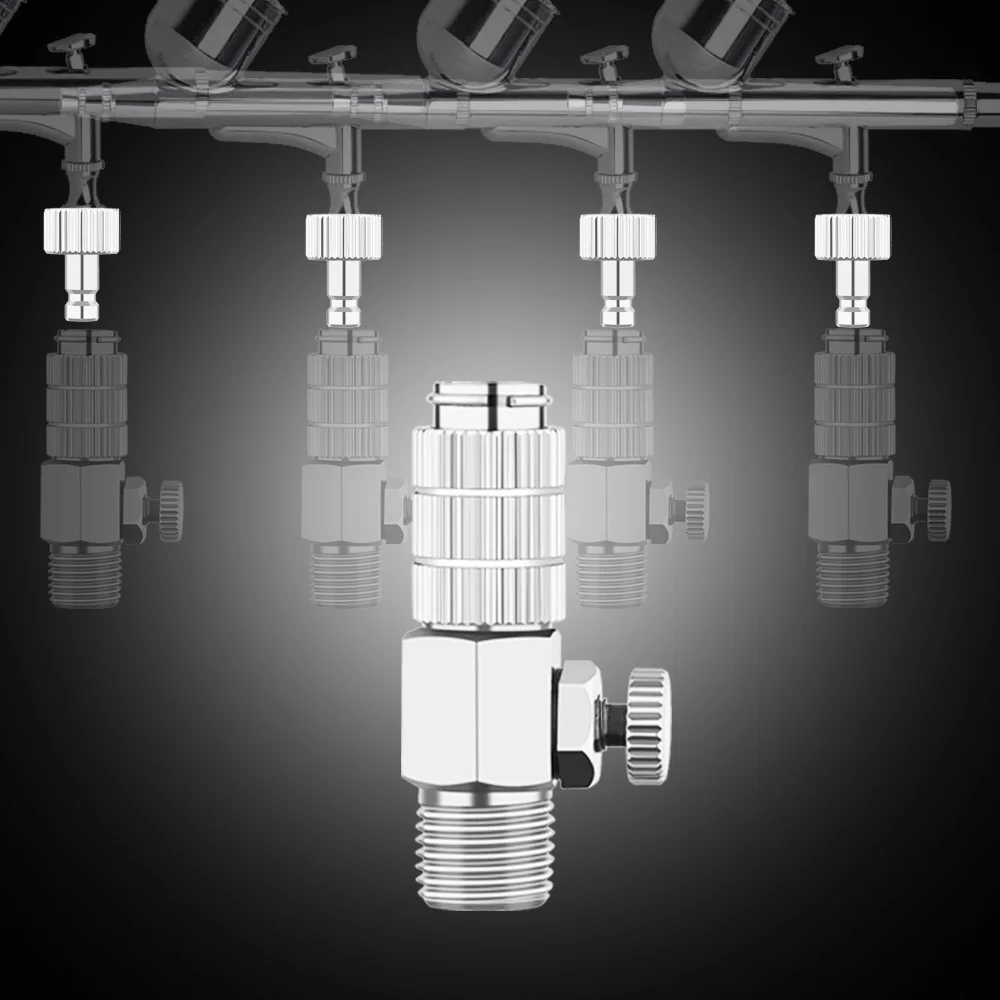 JOYSTAR Airbrush quick disconnect coupler release fitting Adjustment valve Adapter with 5 Male fitting, 1/8