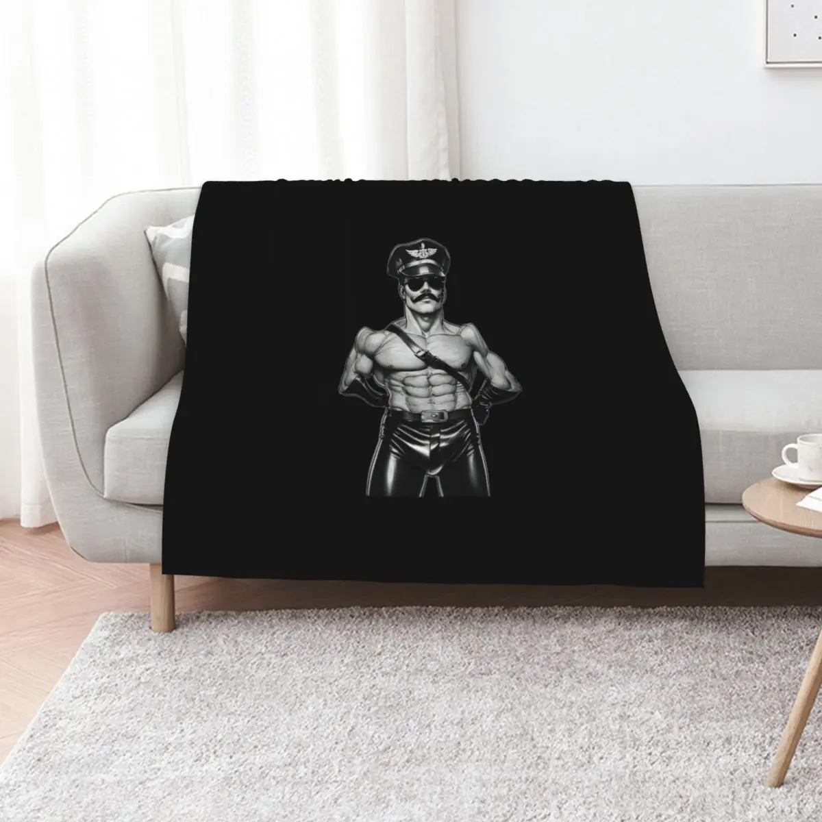 

Gay Leather Uniform Daddy Tom of Finland Tribute Berlin German Pride Graphic Design Throw Blanket Plaid for sofa Blankets