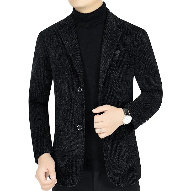 

New Male Business Casual Suits Coats Men Chenille Blazers Coats Woolen Luxury Suits Jackets Slim Winter Blazers Men's Clothing