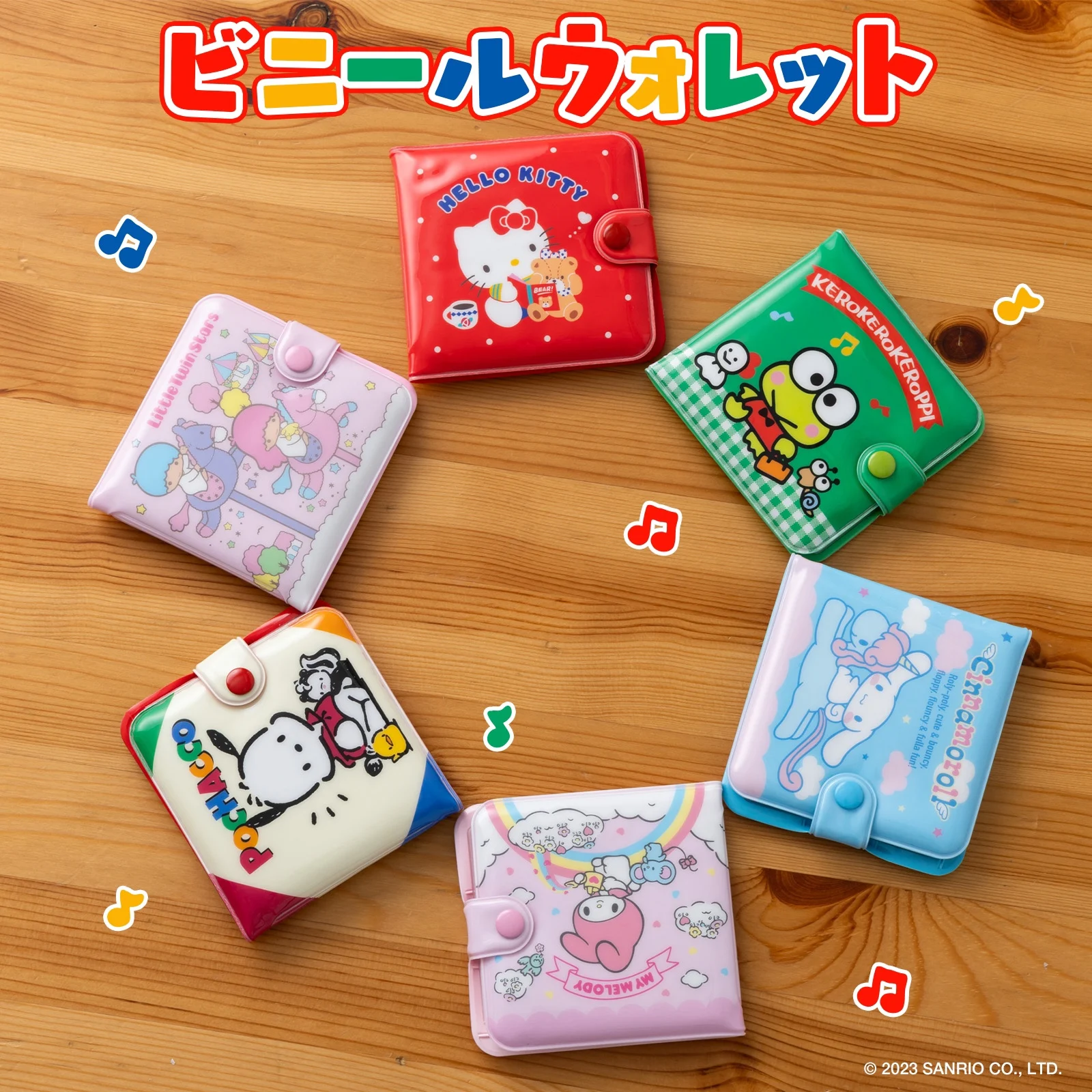 New Casual Kawaii Sanrio My Melody Wallet Short Wallet Cinnamoroll Kitty Purse Card Wallet with Button Coin Bankcard Storage Bag