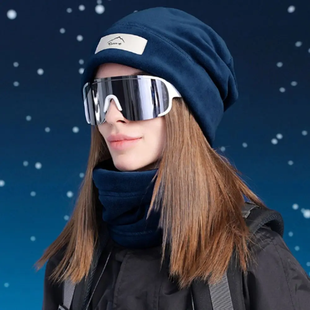 2Pcs/Set Windproof Knitted Hat Scarf Set Cold-proof Thickened Beanies Caps Neck Warmer Winter Warm Ear Protection Cap for Woman