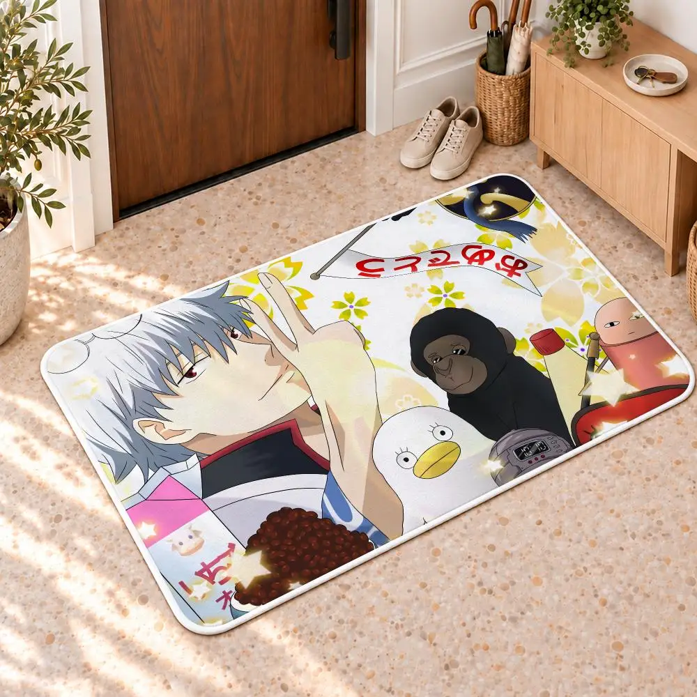 G-Gintama Anime Funny Floor Mat Flannel Rug Soft Non Slip Door Mat For Bathroom Bedroom Kitchen Living Room Home Decor