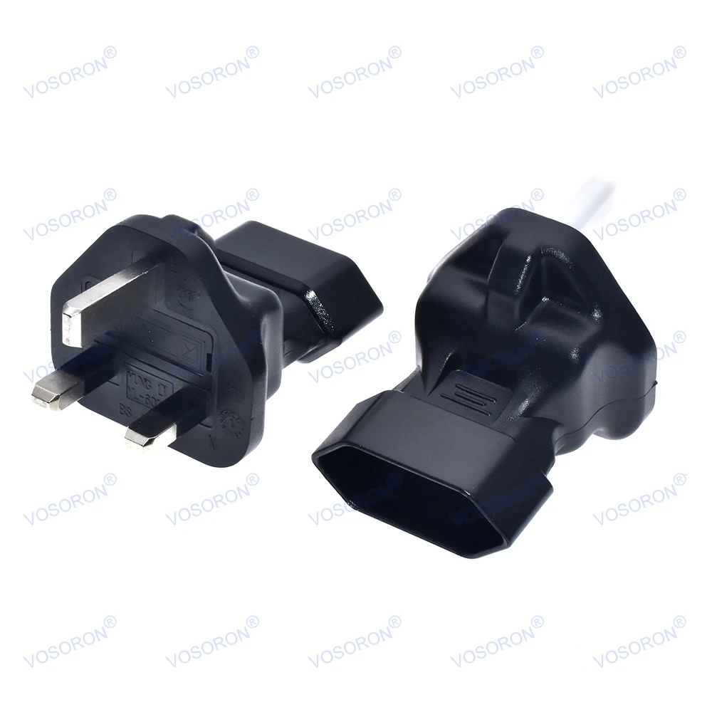 EU 2 Round Pin Plug to UK 3Pin Travel Adapter, Built-in 3A Safety Fuse, 4.0mm Round Hole Converter for Europe Singapore Malaysia