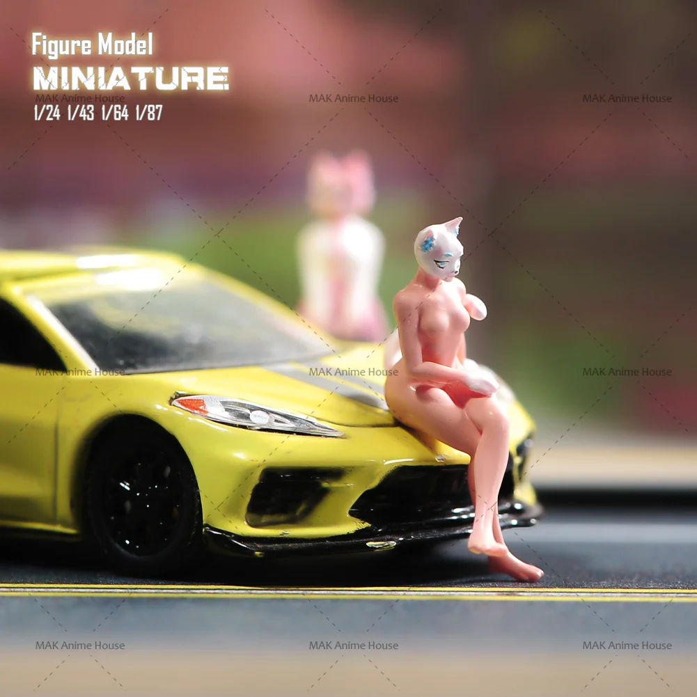 3D 인쇄 미니어처 1/87 1/64 1/43 1/24 모피 고양이 소녀 그림 디오라마 거리 장면 입상 디스플레이 모델 자동차 차량