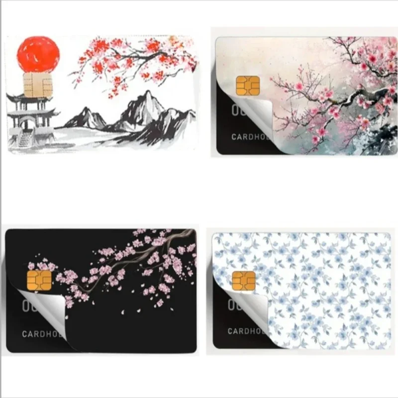 1Pc New Sakura Flower Pattern Credit Cards Skin Stickers for Bank Card Bus Metro Access Card Sticker Protection Film Decoration