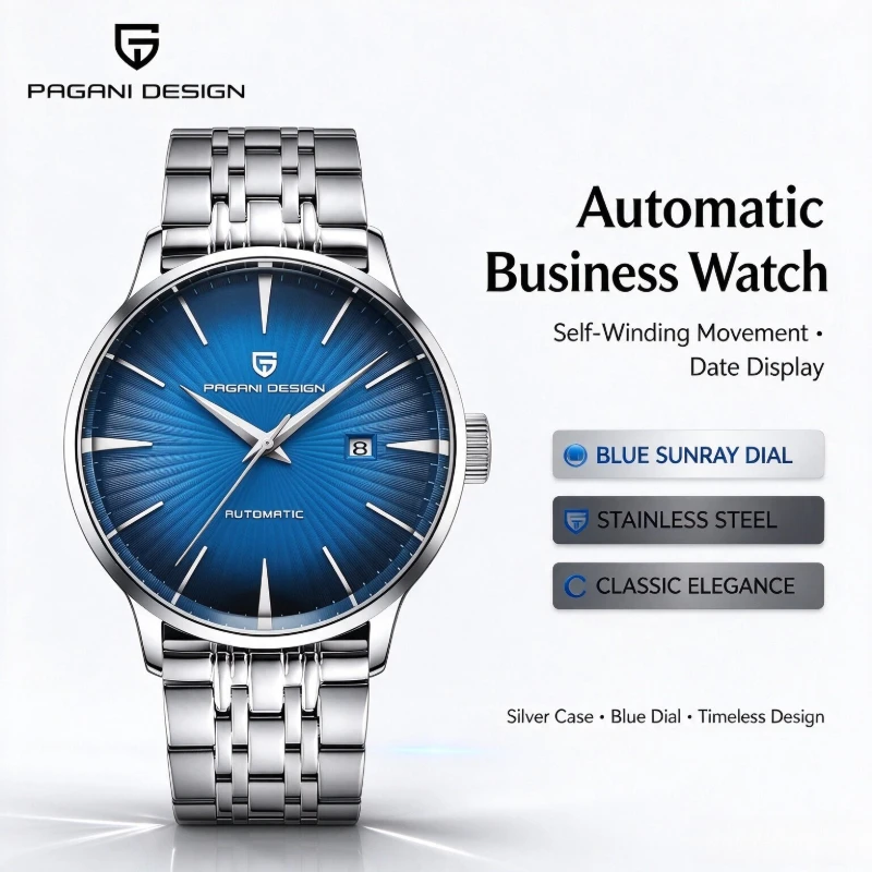 PAGANI DESIGN 2026 New Men's Business Mechanical Watch Seagull 2813 Movement Stainless Steel Calendar Display 100M Water PD2770