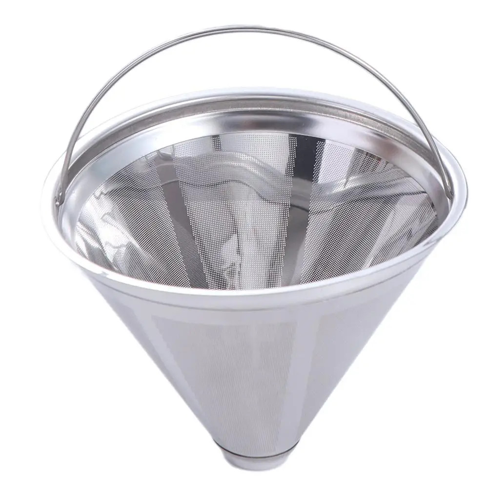 

304 Stainless Steel Drip Coffee Machine Filter with Foldable Handle Reusable Coffee Powder Basket Fine Mesh Tea Strainer