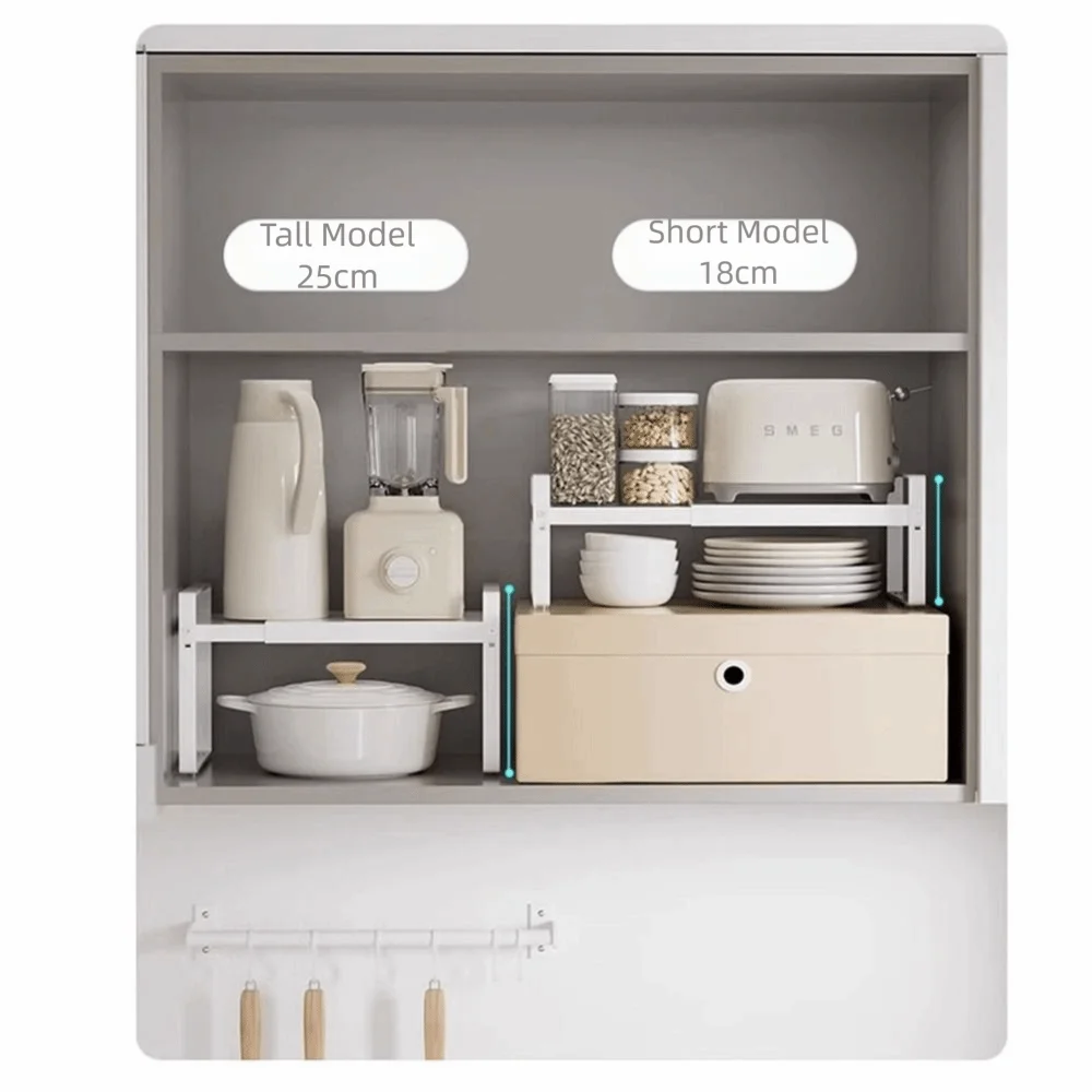 

Многослойный регулируемый кухонный органайзер, расширяемая штабелируемая полка для хранения кухонных принадлежностей, нескользящая отдельно стоящая