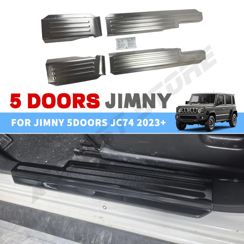 

4 шт./компл., защита для боковых дверей автомобиля из нержавеющей стали, пороговая полоса, защита для входа в дверь для Suzuki, ширина Jimny, 5 дверей, 2024 JC74