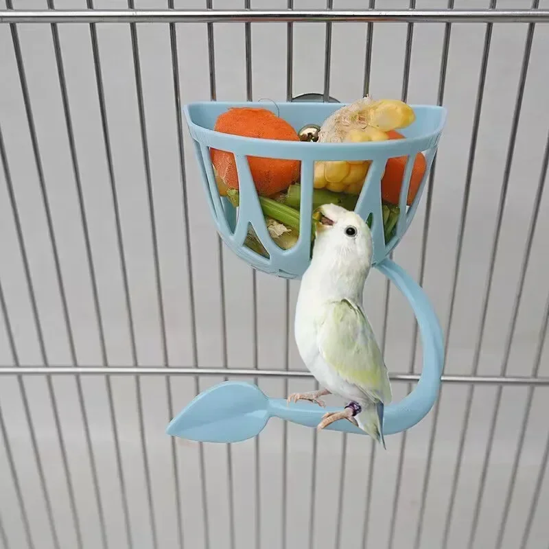 Parrot Portable Feeder Rack Fun Birdcage Toys Plastic Pet Feeding Supplies Toys Can Be Hung on The Cage