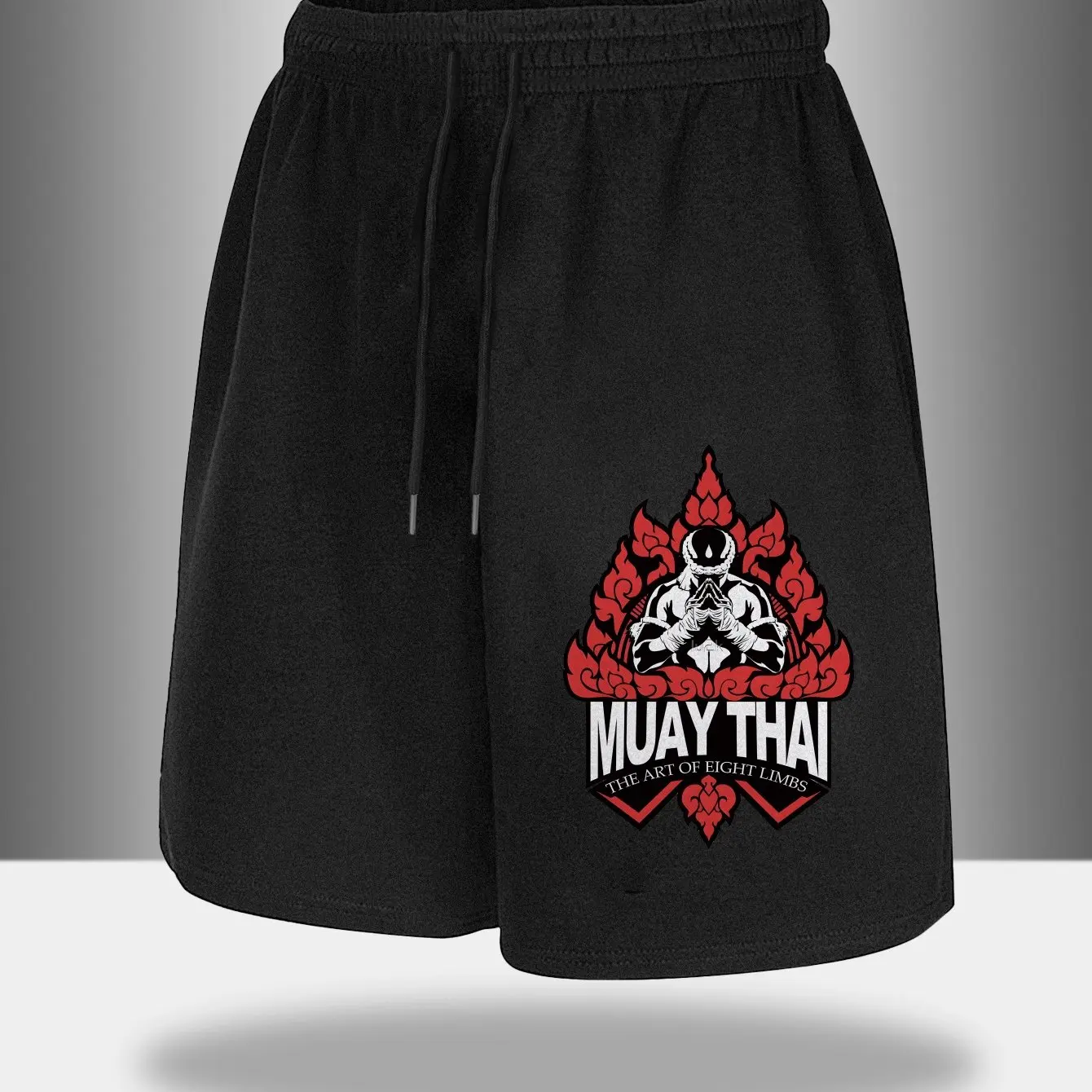 

Мужские тренировочные шорты для тайского бокса с тайским дизайном и надписями - легкие дышащие шорты для спортзала с эластичным поясом на шнурке