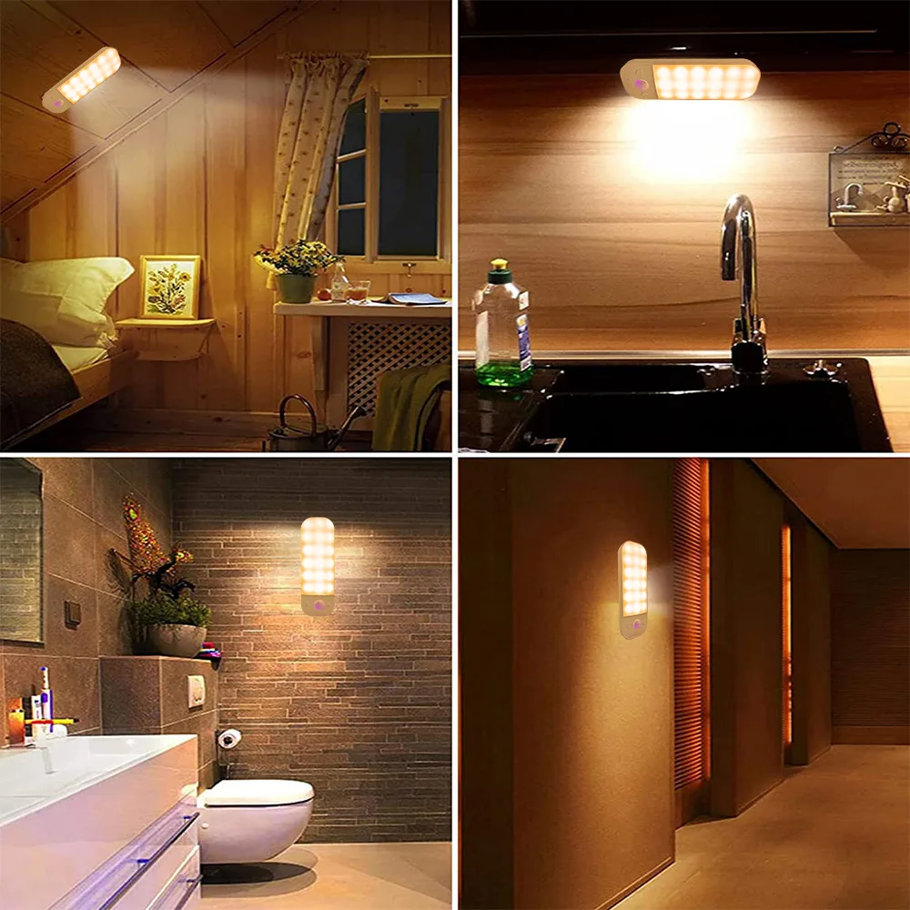 Smart PIR Motion Sensor Night Light LED Wall Lamps USB Rechargeable Ultra-Thin Under Cabinet Light for Wine cabinet Bedroom