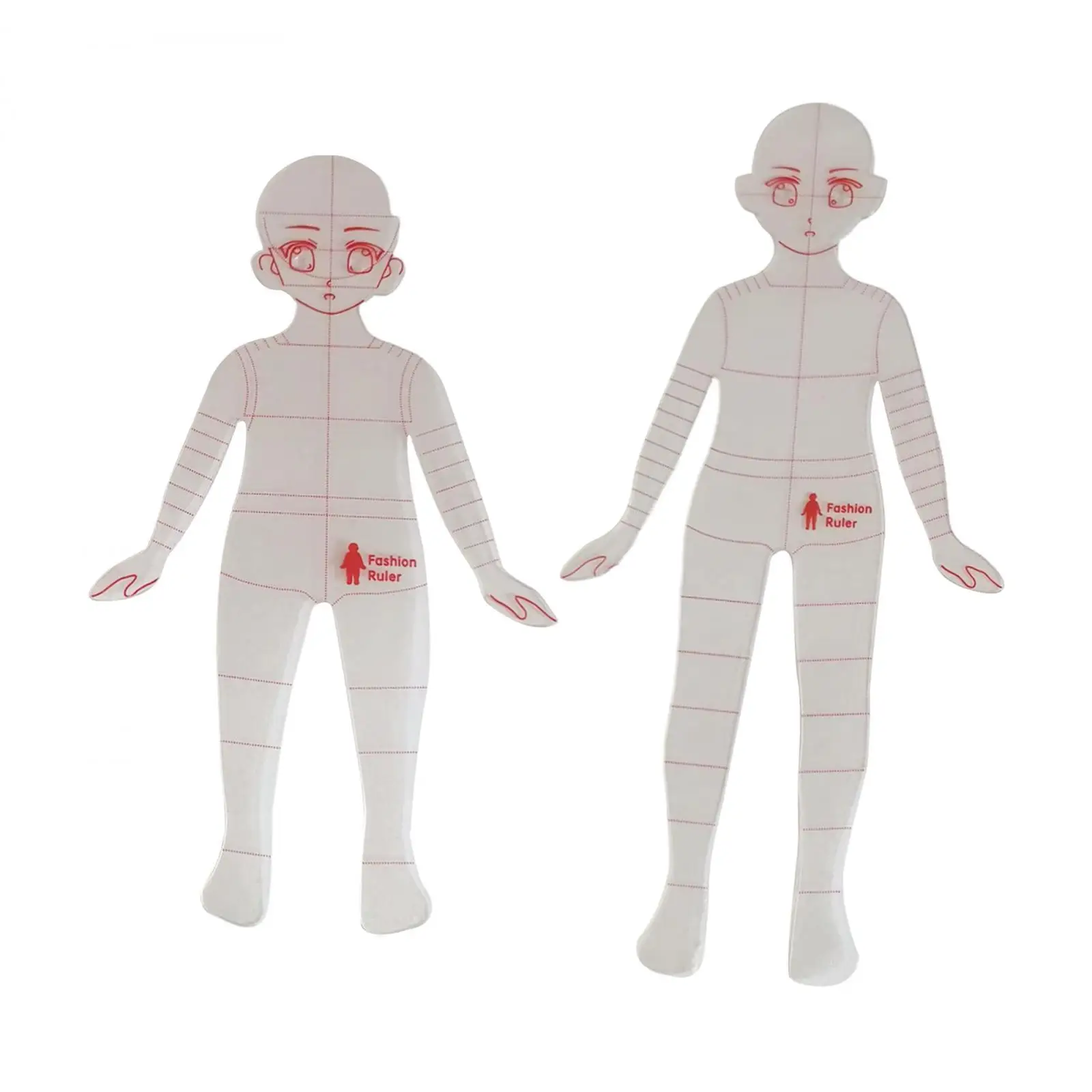 2Pcs Fashion Drawing Template Ruler Clear Models Fashion Illustration Rulers