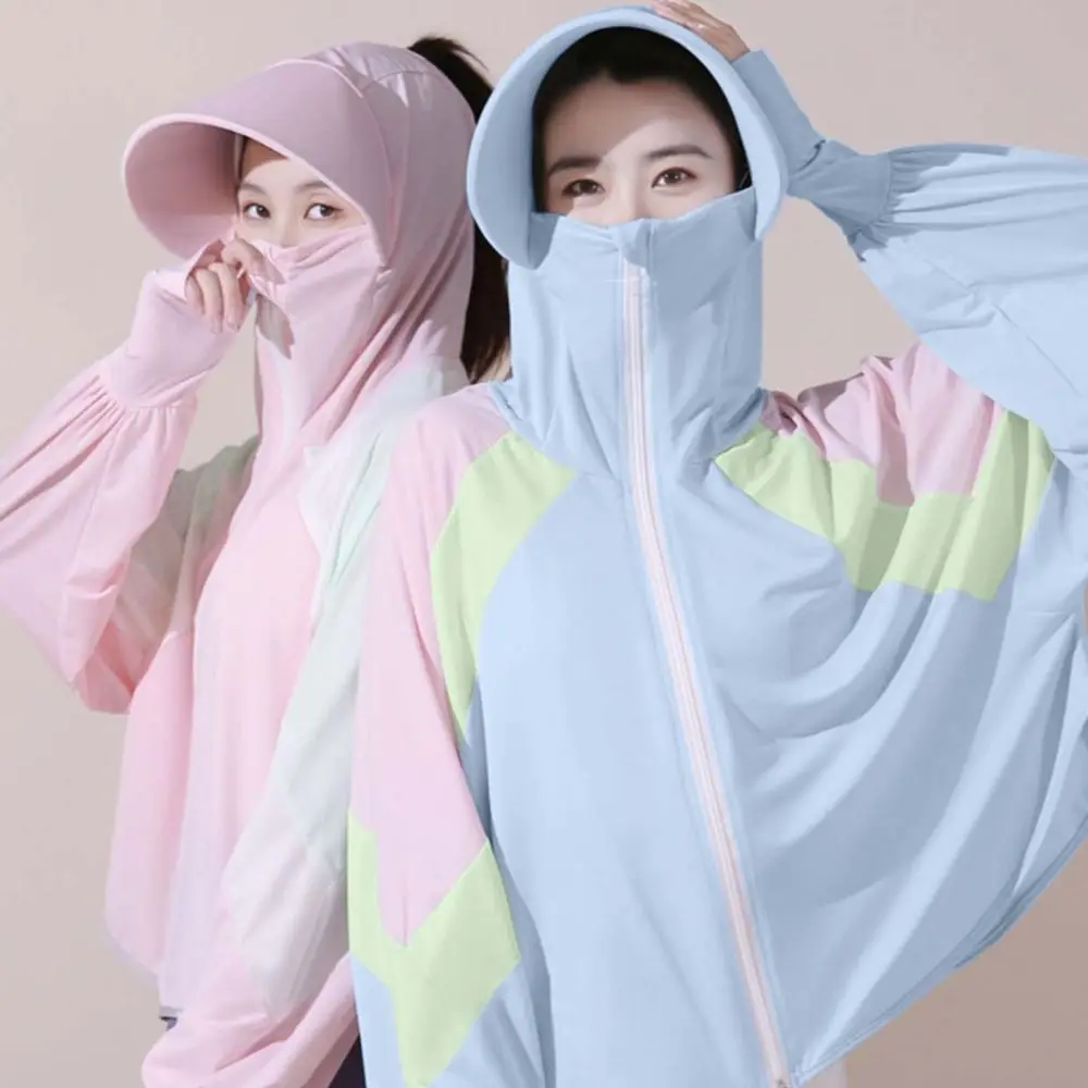 

Sweatshirts Sunscreen Clothing Anti UV Patchwork Outdoor Sun Protection Coats Shawl Long-sleeved Hooded Hat Sun-Proof Jacket