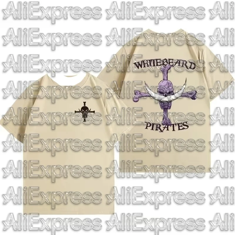 موتو 2025 الصيف الرجال تي شيرت قطعة واحدة اللحية البيضاء قطعة واحدة لوفي Escaton الرسوم المتحركة قمصان قصيرة الأكمام القطن قمم تي شيرت المحملة