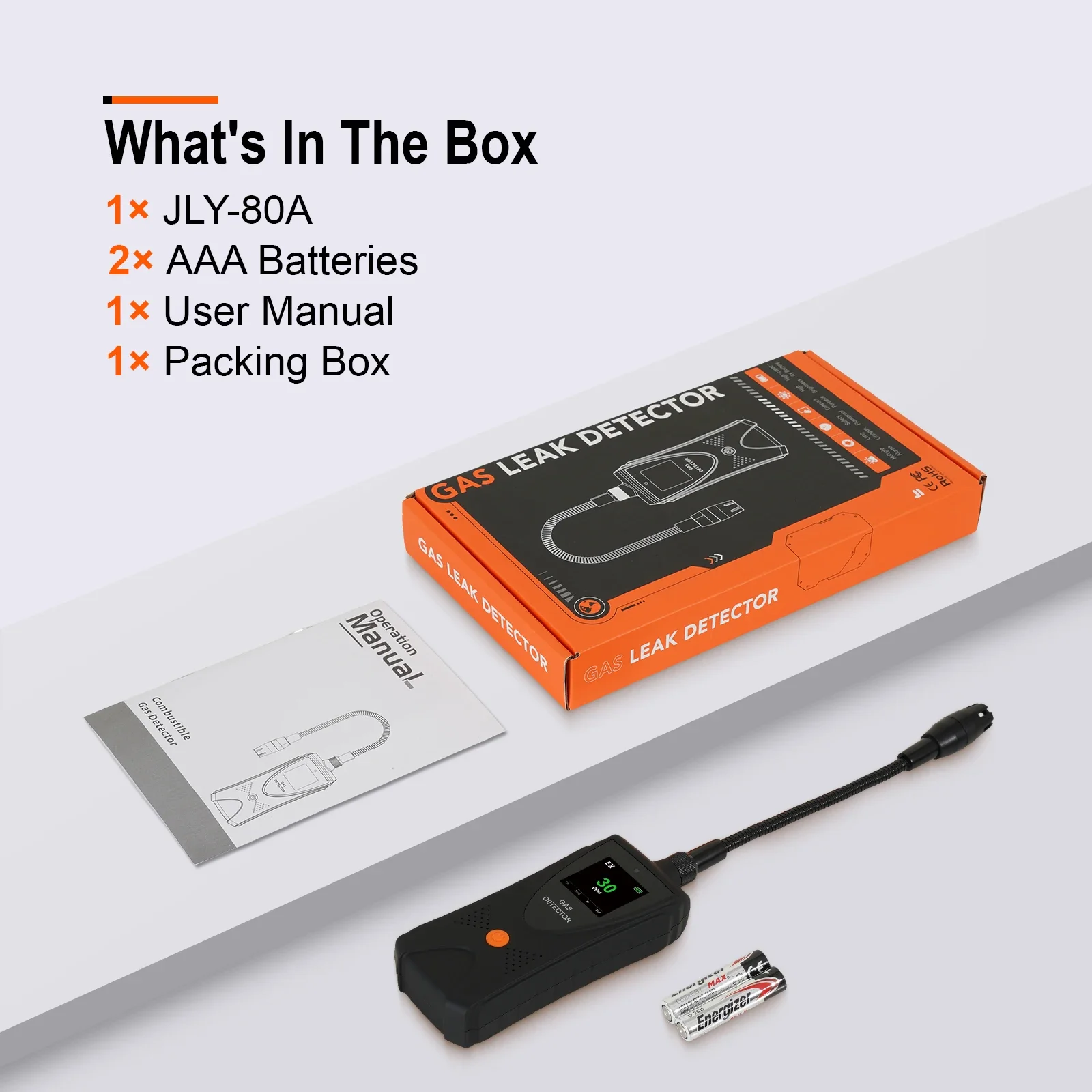 Aikesi Gas Detector  High Sensitive Portable JLY-80 Combustible Gas Analyzer With Flexible Sensor Neck Gas Leakage Detector