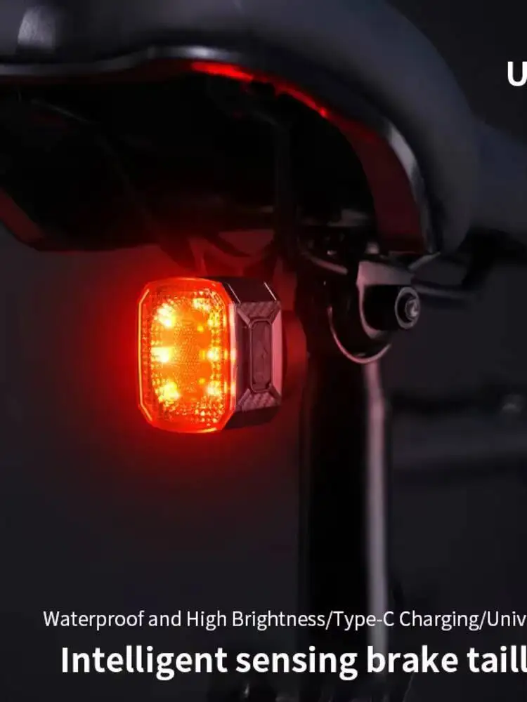 AliExpress ESLNF Waterproof Smart Brake Taillight Type-C Rechargeable Road Warning 6 Modes MTB Rear Bicycle Light