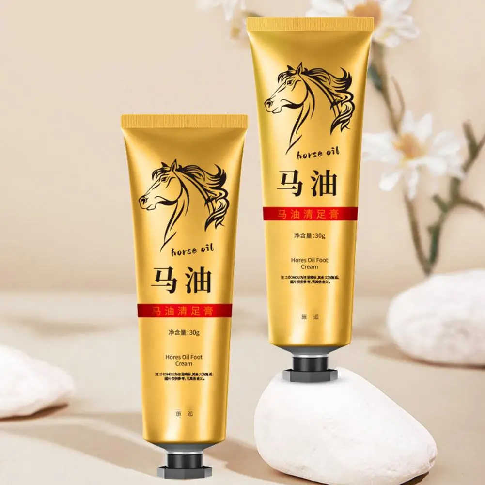 Crema antigrietas para pies, aceite de caballo para reparación de talón agrietado, antisecado, piel suave, callos, cuidado de eliminación de manos, 3 E5J4