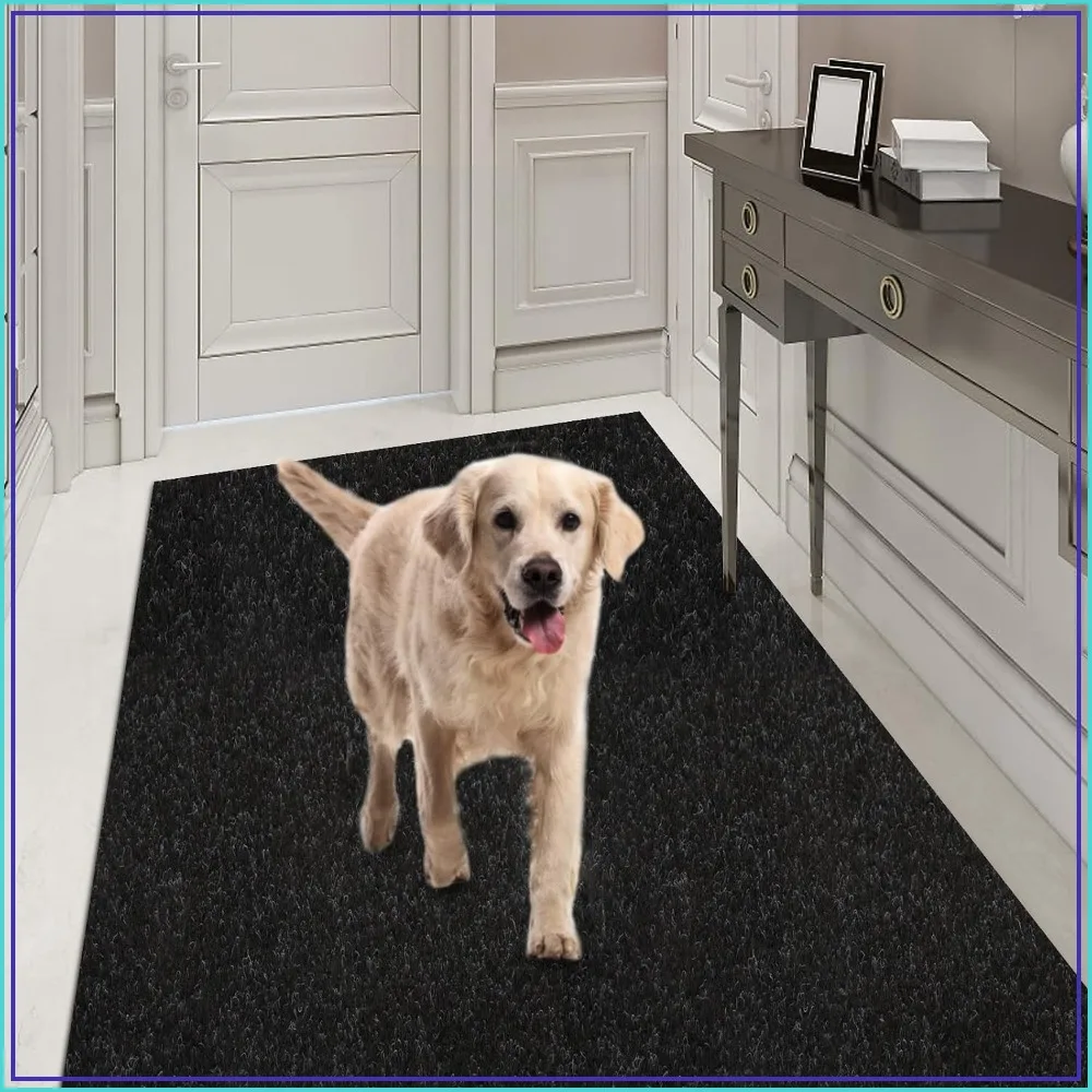 Non-Slip Rubber Backing Runner Rug 2x18 ft for Entryway Hallway Balcony Garage Black