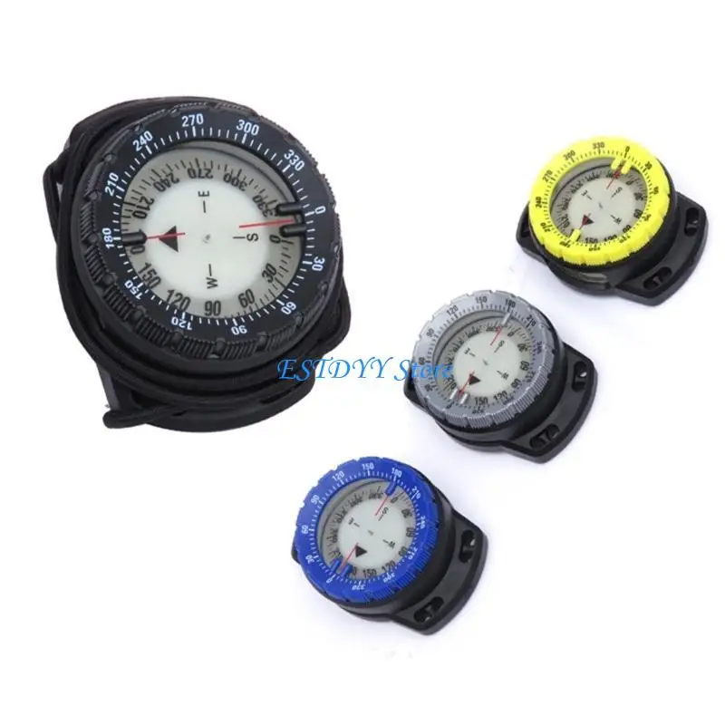 

G6DE Underwater Navigations Compasses with Bungees Night Diving Compasses Watertight Wrist Compasses Glowing Wrist Compasses