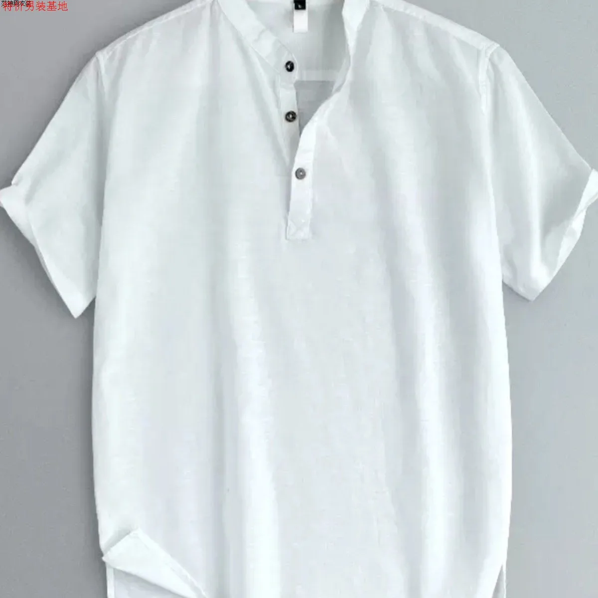 High-End Chinese Style Cotton Linen Men's Short Sleeve  Shirt Stand Collar Summer Fashion Thickened Autumn Special Wide Fit