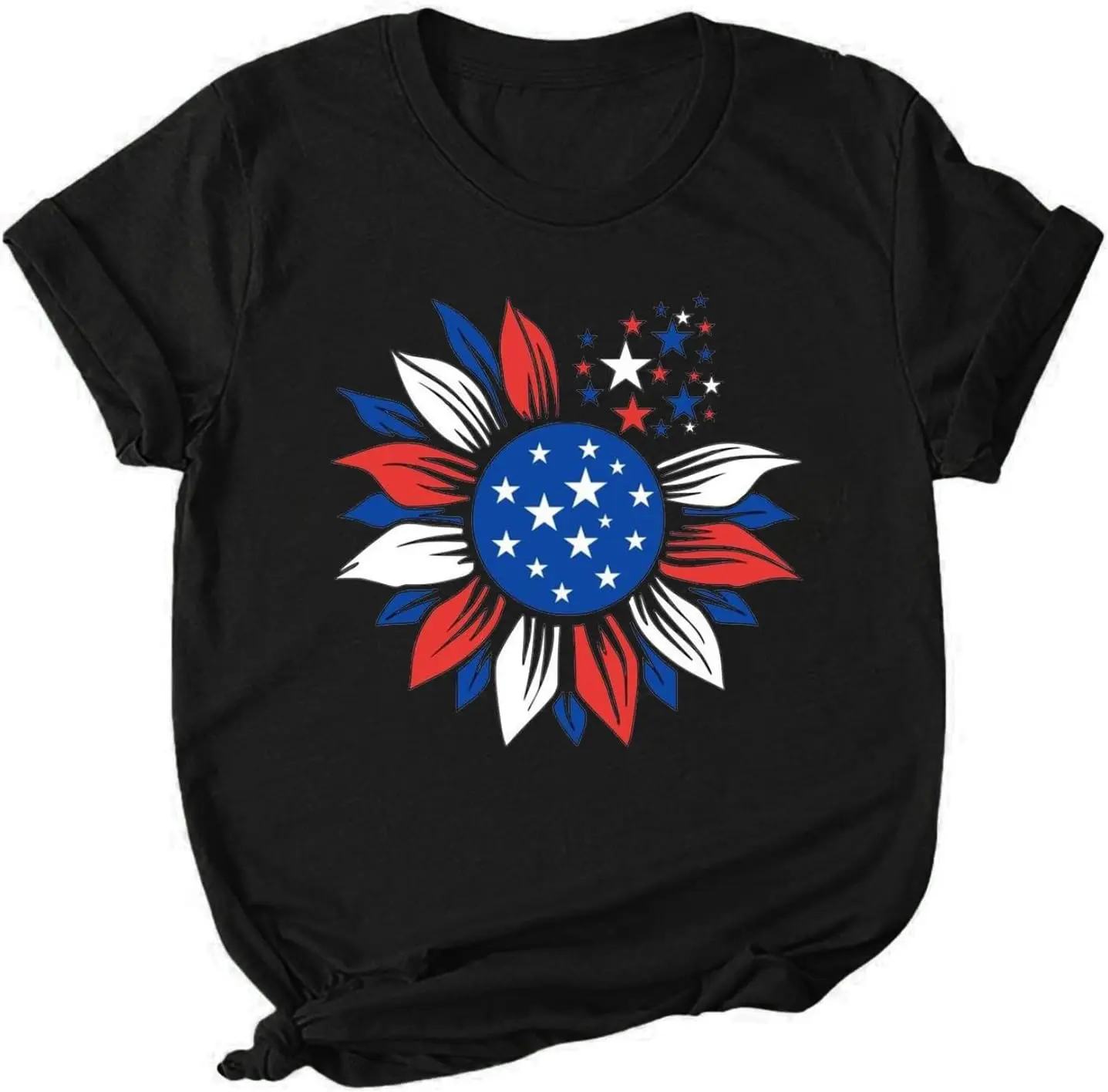 CRNTCEM Womens Independence Days Tees Shirts Short Sleeve USA Flag Graphic Tee Funny Stars 4th of July Patriotic T Shirts