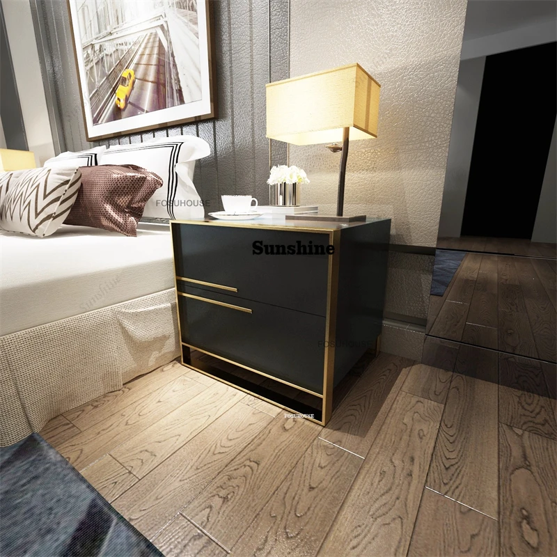Luxury Solid Wood Nightstands for Household Furniture Bedroom White Lacquered Bedside Table European Darwer Storage Side Cabinet