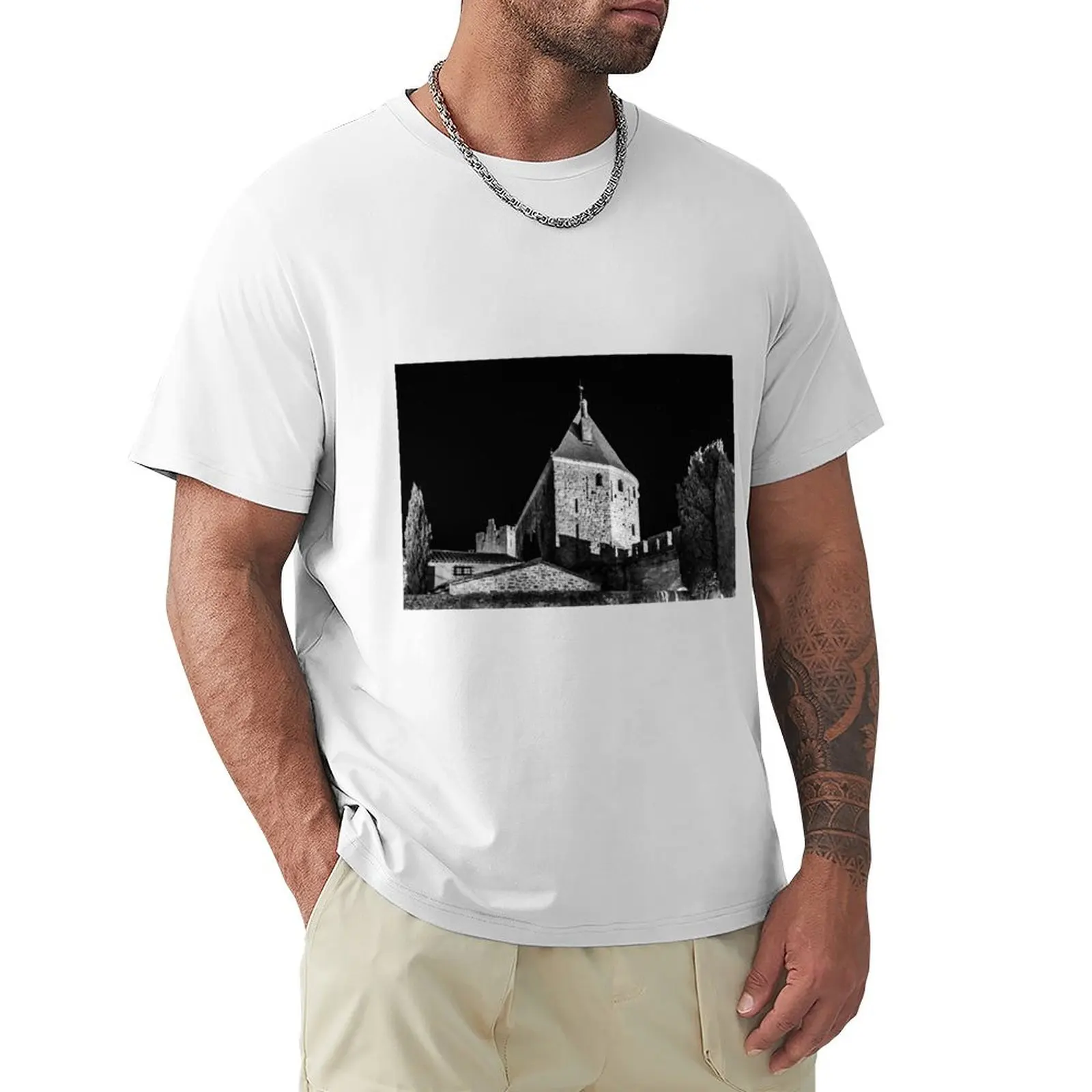 Carcassonne medieval fortress highlighted night view T-Shirt new edition plus size tops men graphic t shirts