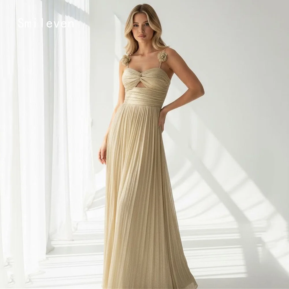 Smileven Luxury Sweetheart A Line Evening Dress Spaghetti Strap Formal Prom Dresses 3D Flowers Party Gowns Customized 2026