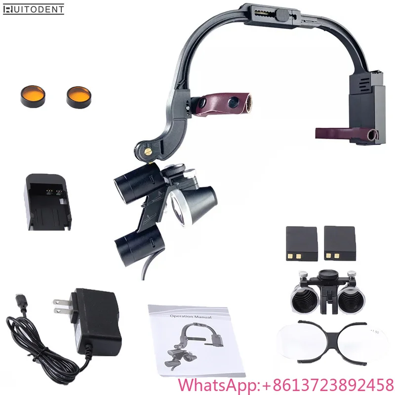 

Hot Sale High Quality Dent al Double Lamp Magnifier with 2.5X 3.5X Magnifying Glass Wireless Surgical Headlight