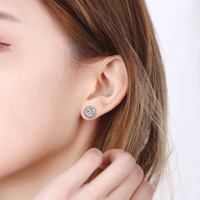 1 Carat Certified Moissanite Stud Earrings For Women Platinum Plating Sterling Silver Diamonds Ear Studs Wedding Fine Jewelry