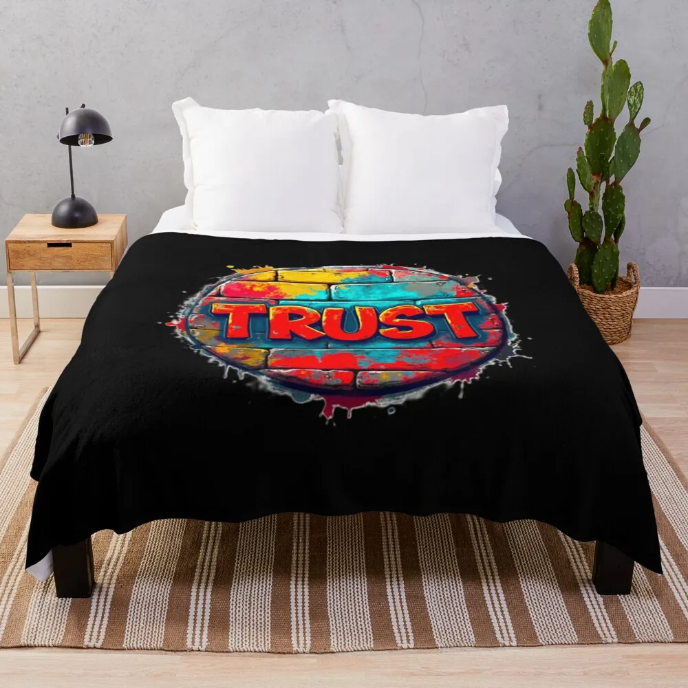 

Trust Street Graffiti Logo Colour Summer Vibe Throw Blanket Blankets For Bed Plush Retros Blankets