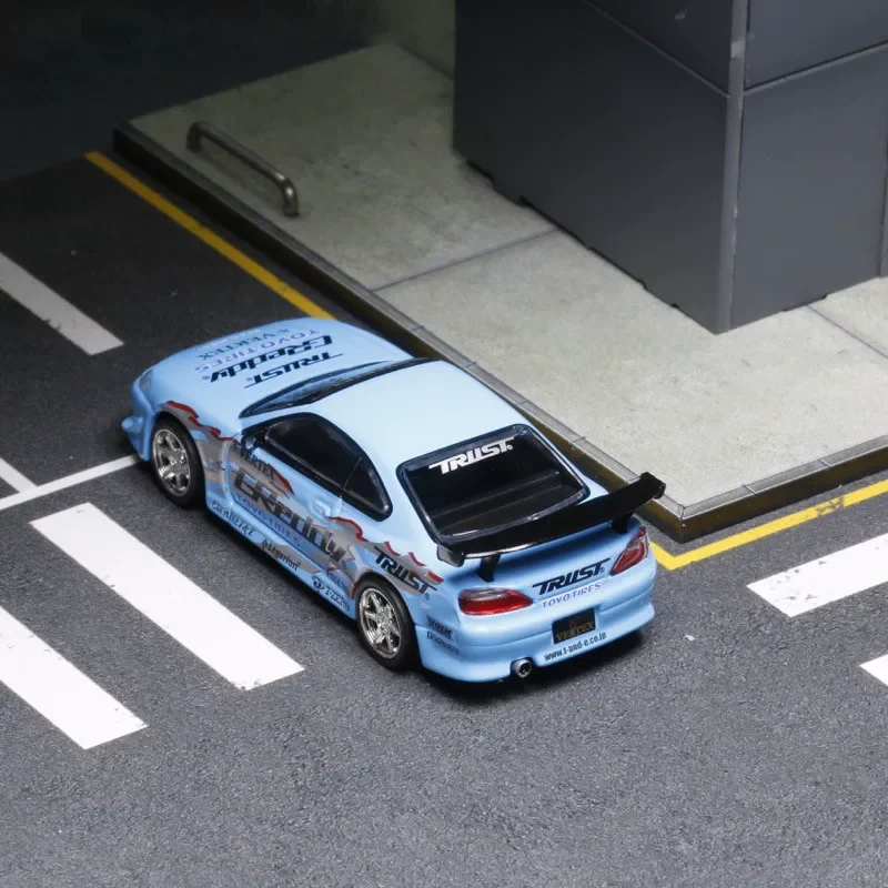 TW MIJO Diecast 1:64 Scale VERTEX Silvia S15 GReddy Alloy Car Model Static Display Collectible Toy Gift Souvenir Decoration