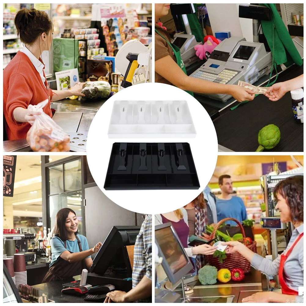 Cash Register Insert Replacement Four Compartment Cash Drawer Register Insert Tray Replacement 4 Bills 3  Money Storage Box