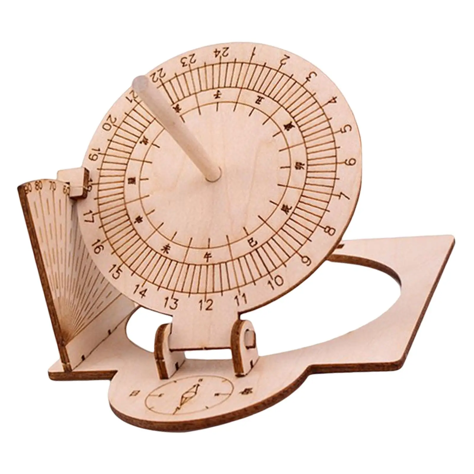 Equatorial Sundial Clock DIY Wooden Building Manual Assembly Model Premium Material